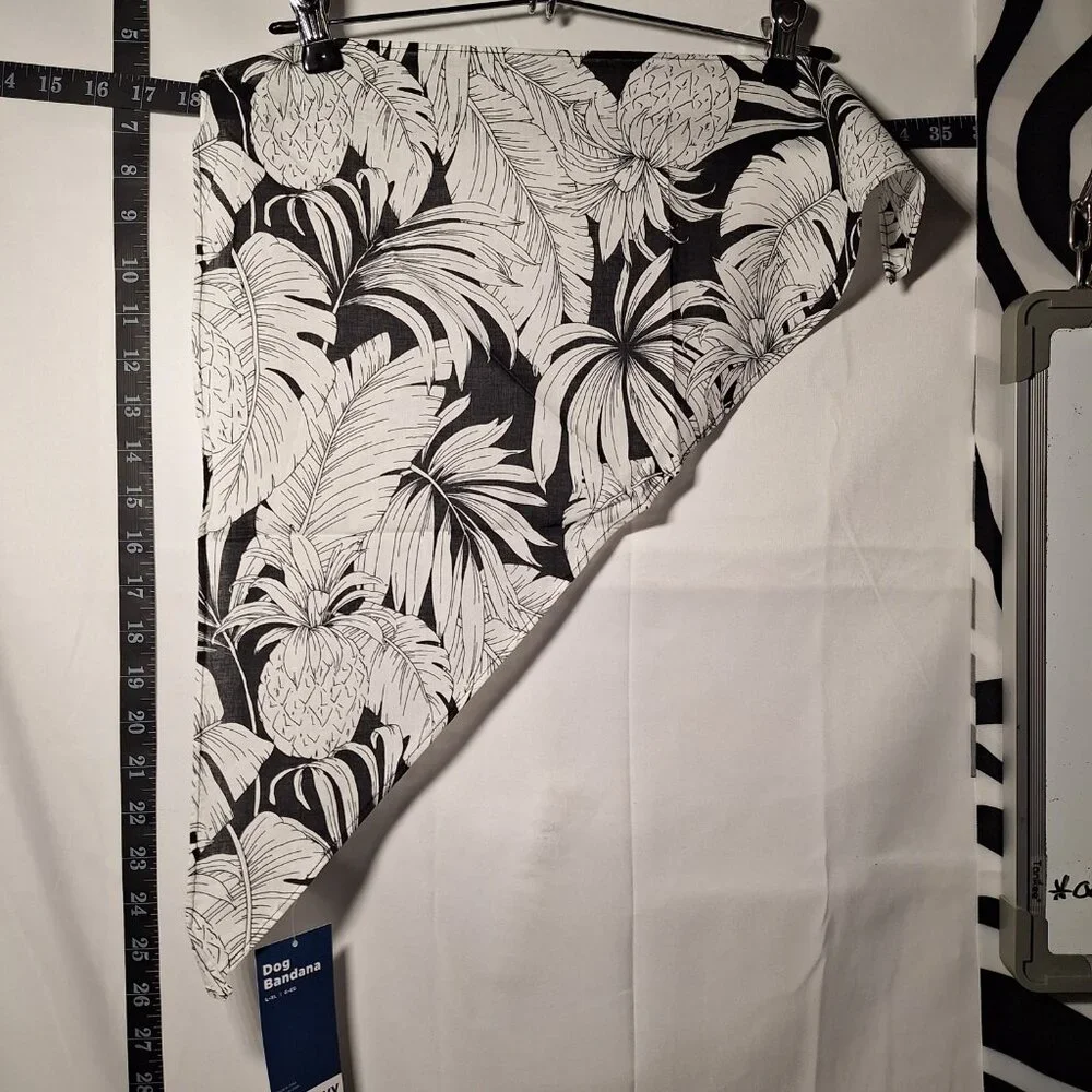 Old Navy Dog Bandanna - Black White Tropical L-XL